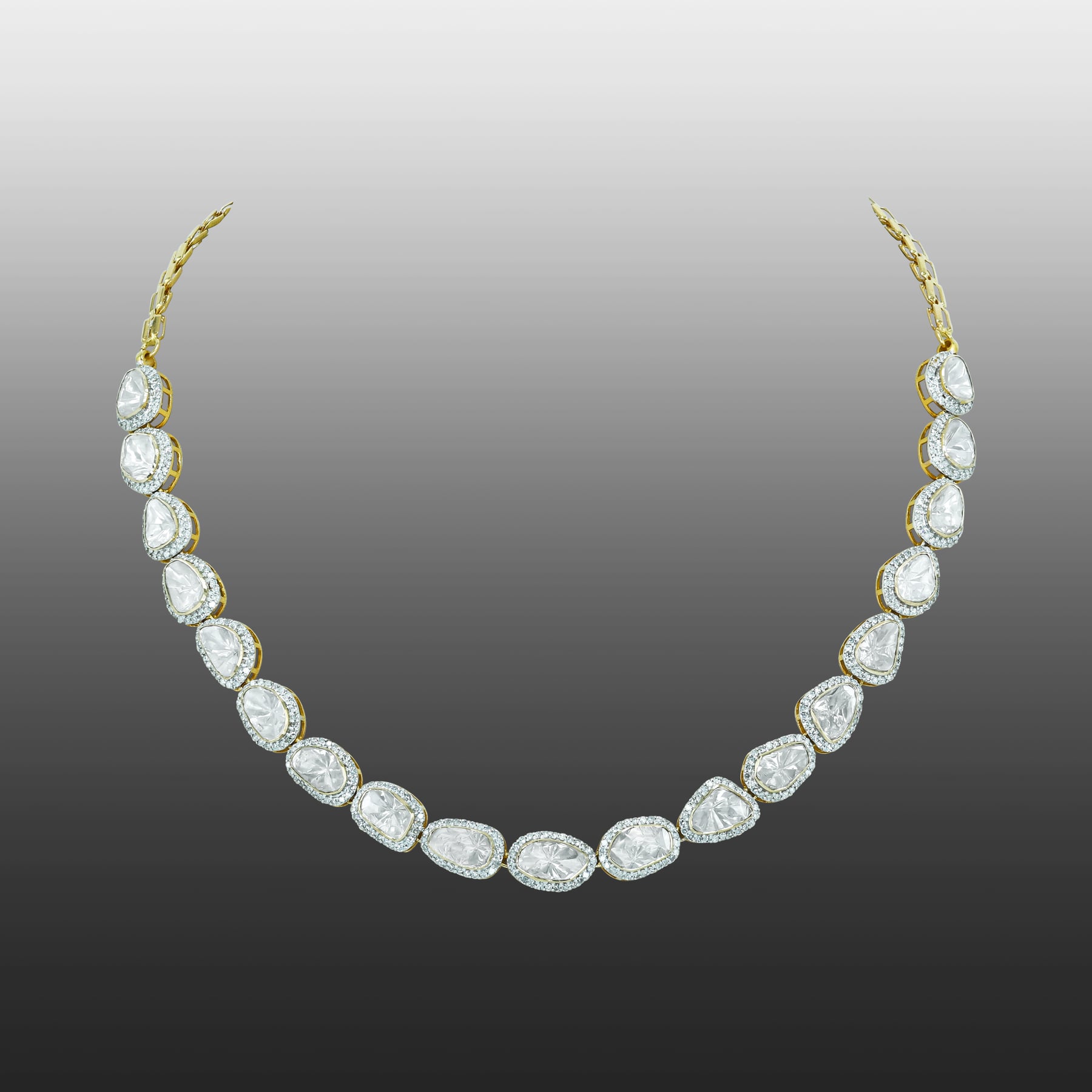Polki Diamond Necklace with Diamond Halo